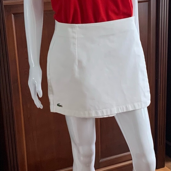 Lacoste 100% white cotton official tennis scort mini short skirt Eur 44 US Large - Picture 5 of 14